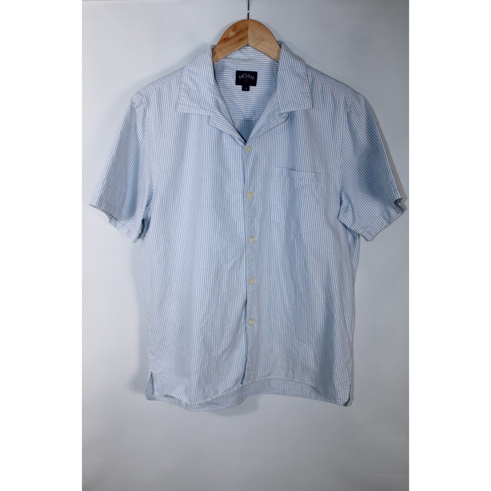 Noah Men's Small Blue White Striped Short Sleeve Button Down Shirt